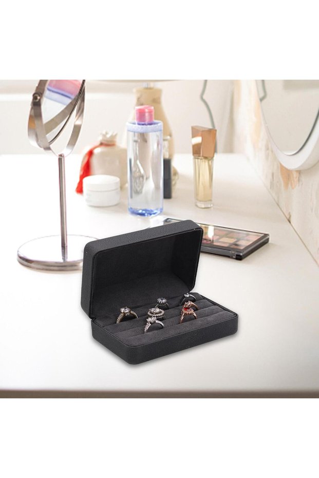 black Ring Organizer Box Tray Stylish Jewelry Display Case Ring Storage Box Jewelry Box for Women La