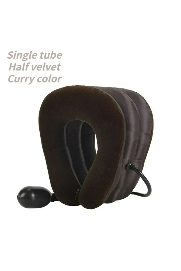Brown Inflatable Neck Stretcher Support Air Cervical Traction 3 Tubes Neck Braces Stress Relief Rela