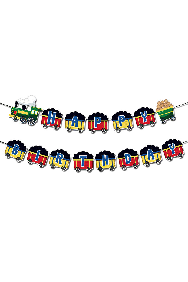 banner-BA347 Railway Train Themed Disposable Tableware Plates Napkins Cupcake TableCloth For Birthda