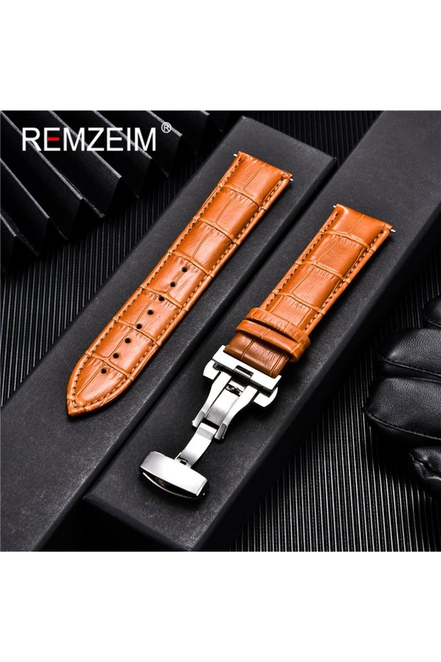 22mm Light Brown-s Genuine Calfskin Leather Watchbands Business Replace Watch Band 18mm 20mm 22mm 24
