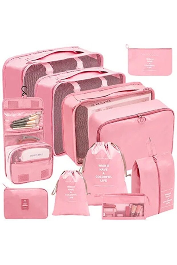 11 set Pink 8/9/10/11 Pcs Set Travel Organizer Storage Bags Suitcase Packing Cubes Set Cases Portabl
