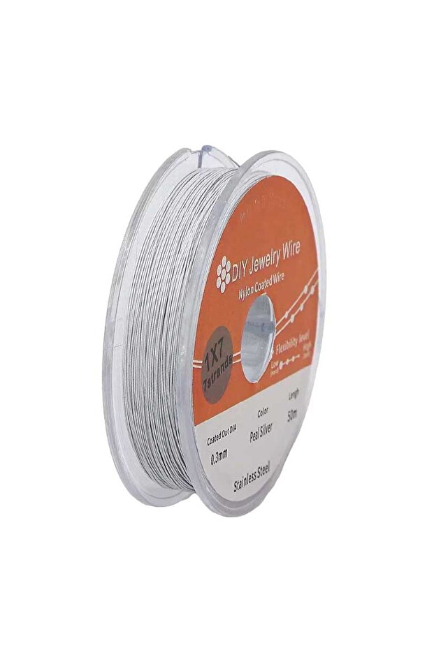 White 0.3mm 50m Roll 0.3/0.38mm White Rhodium Golden Steel Wire, Nylon Coated Beading Wire for Artis