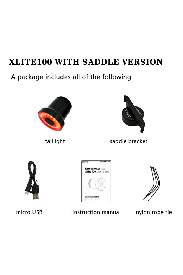 ضوء خلفي ذكي للدراجات من نوع Enfitnix XLite100 مع استشعار الفرامل وإضاءة تلقائية