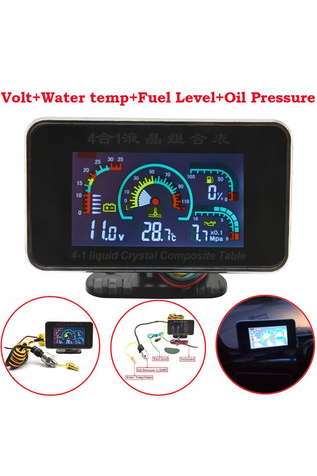 4 In 1 Gauge BG0004 2 In 1 / 3 In 1 / 4 In 1 LCD Digital Oil Pressure Gauge Voltmeter Fuel Level Met