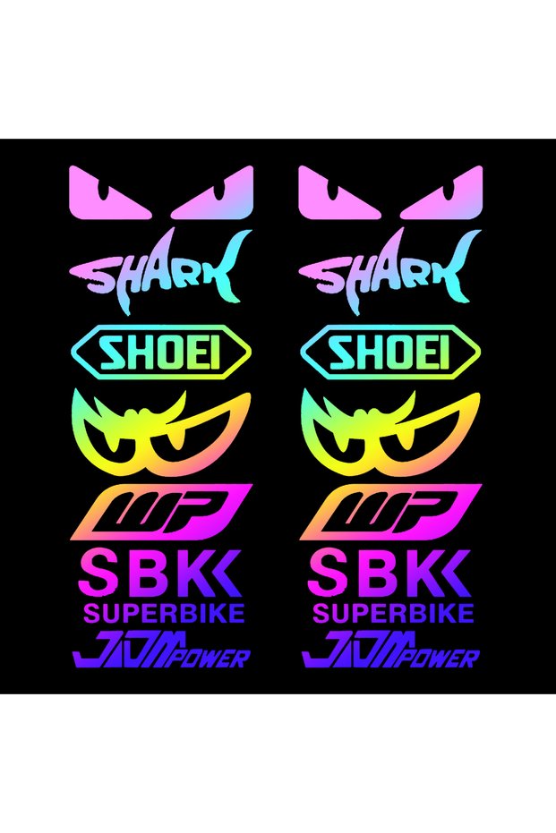 Laser Rainbow Racing Sponsor Reflective Motorcycle Stickers Decor Moto Body Fuel Tank Fender Helmet