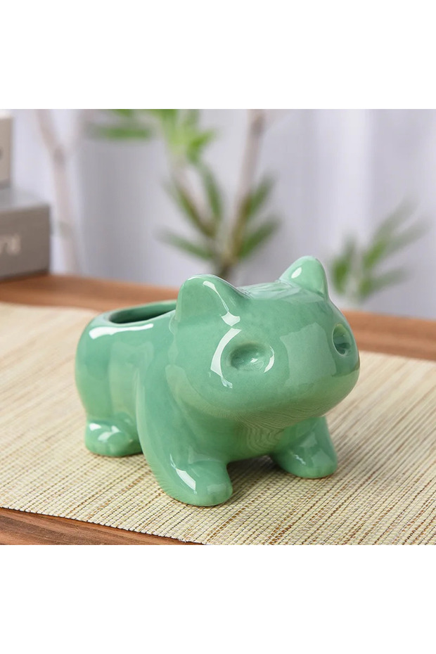 13X7.7X8.1 Creative Ceramic Mini Flowerpot Succulent Planter Flower Pot with Hole Cute Green Plants