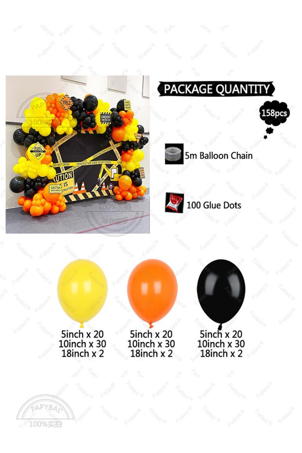 Other 20220922C03 158Pcs Orange Yellow Black Latex Balloon Birthday Balloon Garland Arch Kit Constru