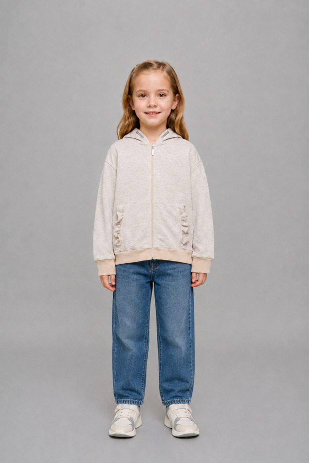Girl's Hooded Zippered Sweatshirt 1-5 Years - 422301