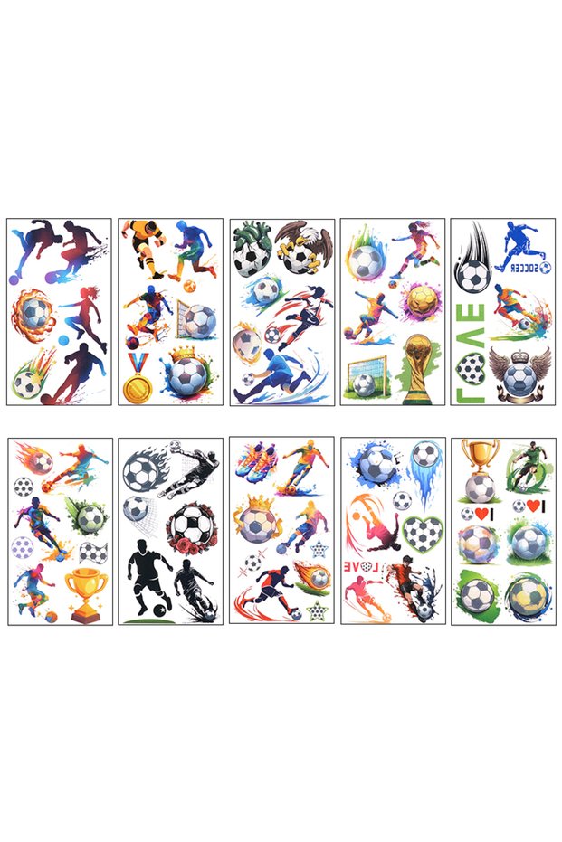 Football 10pcs Soccer Temporary Tattoo Stickers Kids Boys Birthday Party Favors Sport Football Party