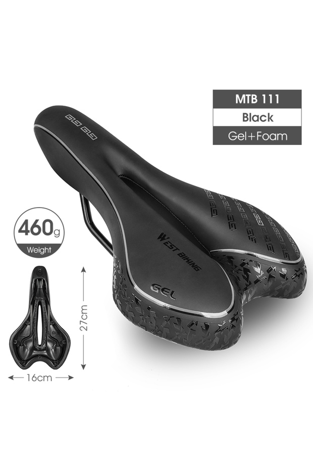 111 Black WEST BIKING MTB Gel Comfort Bicycle Saddle Foam Road Bike Painless Seat PU Leather Versati