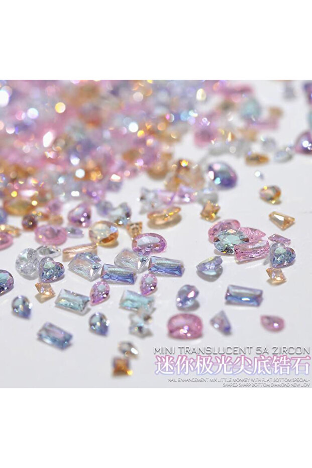 Random Mix 50Pcs/Bag 5A Mini Zircon Nail Art Charms Sparkle Mix Shapes Flat Bottom Diamond Nail Rhin