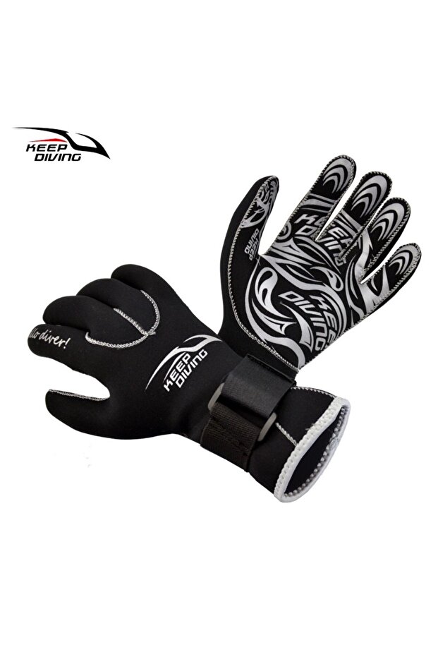 L Black KEEP DIVING 3MM Genuine Neoprene Gloves Anti Scratch and Keep Warm for Scuba Diving Winter S