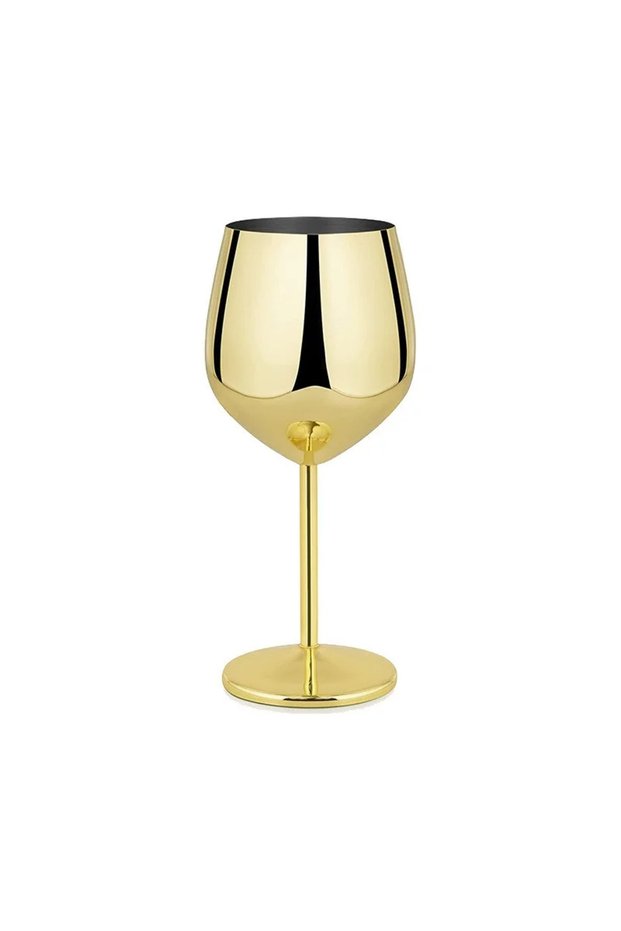Gold 500ML Stainless Steel Goblet Red Wine Cocktail Glass Unbreakable Metal Tall Champagne Glass Bar