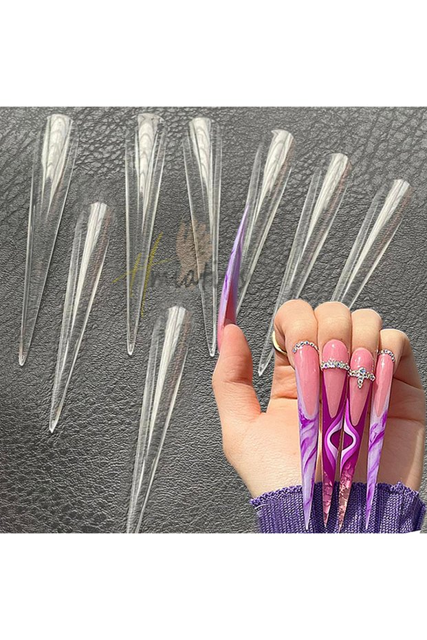5XL Stiletto 60pc 5Xl Extreme Long Stiletto Nails Full Cover Nails Artificial Acrylic False Nail Tip