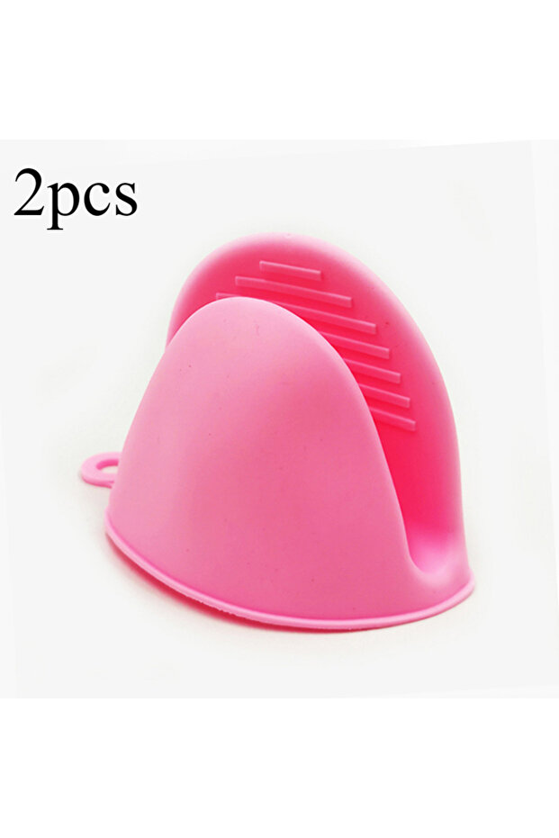 2pcs-pink 2pcs Thicken Baking Silicone Oven Mitts Microwave Oven Glove Heat Insulation Anti-slip Bow