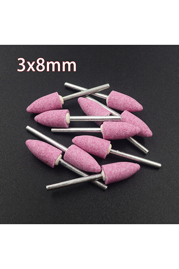 10PCS 3x8mm Bullet 10pcs 3mm Shaft Mounted Ceramic Grinding Head Polishing Abrasive Wheel Dremel Rot
