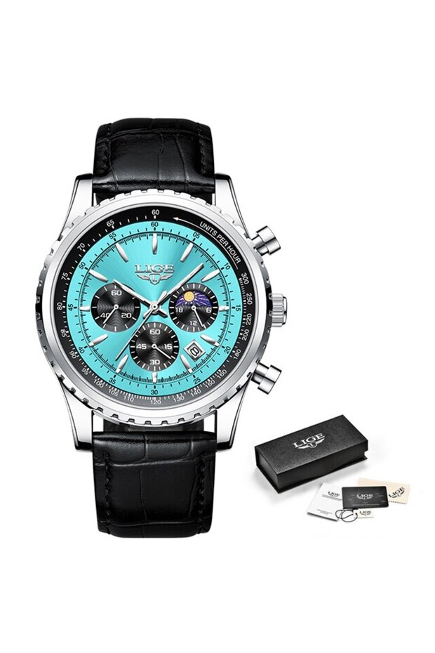 lake blue New Mens Watches Top Brand Luxury Men Wrist Watch Leather Quartz Watch Sports Wa