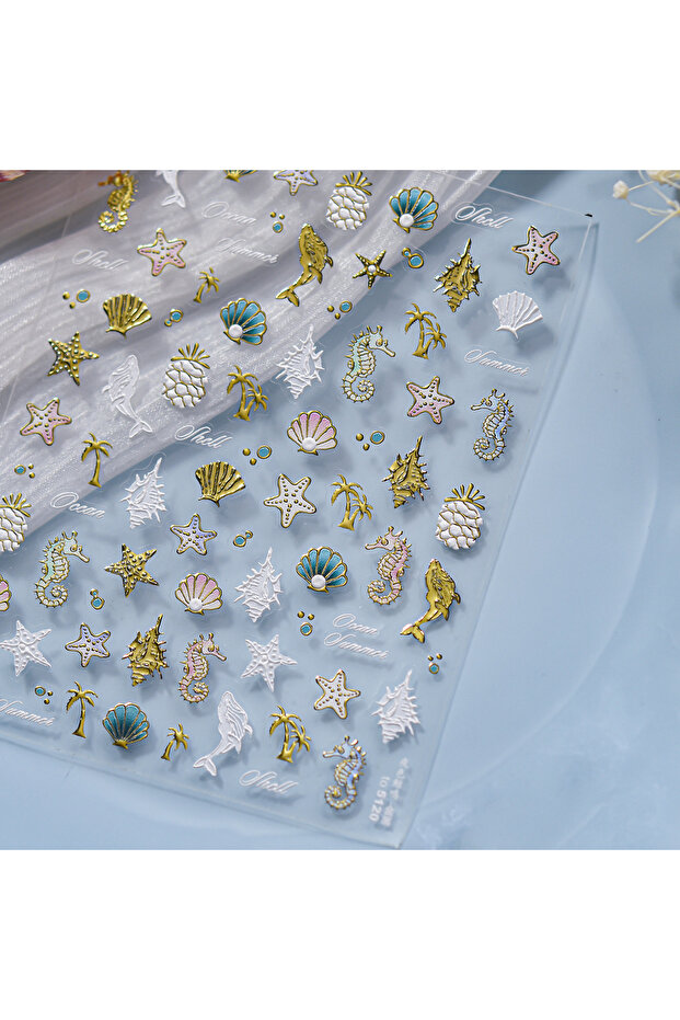 TO5120 Ocean Shell Starfish Shell Conch Whale Dolphin Seahorse Coconut Tree Water Bubbles S