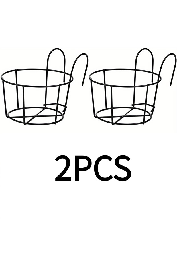 Black-2PCS 1-4pcs Stylish Round Metal Hanging Planters - Perfect for Balcony, Garden & Indoor Decor!