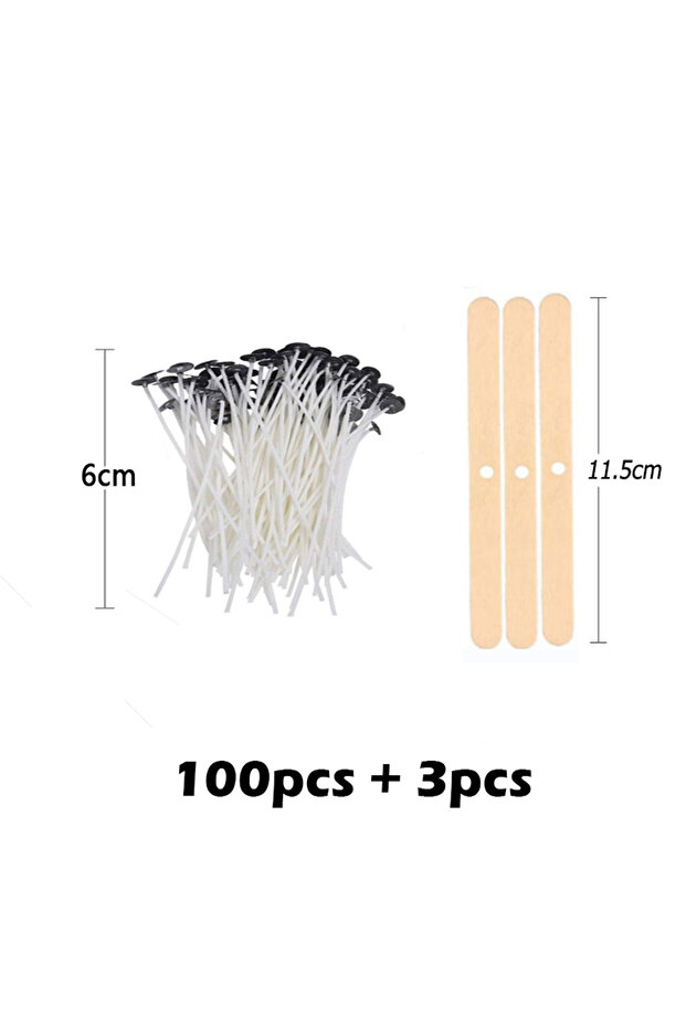 6cm A- Set 103pcs Waxed Cotton Candle Wicks Set with Stand Original Smokeless Candle Wicks Soy Oil W