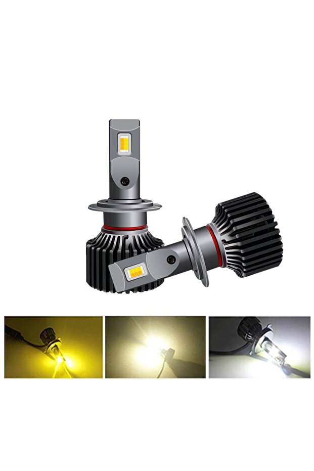 H11 H8 H9 White Yellow 2Pcs Dual 100W Highlight H4 LED H7 3 Color Car Headlights Fog Lights 3000K 45