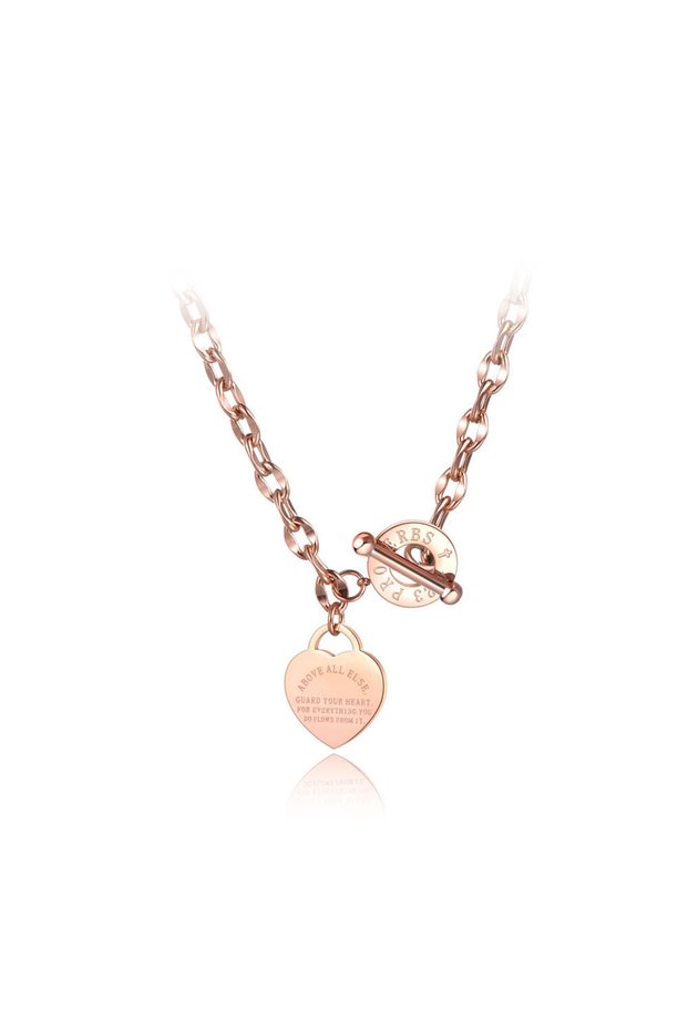 N19085R Lokaer Titanium Stainless Steel Heart Charm Pendant Necklaces Jewelry Classic Love Bible Pro