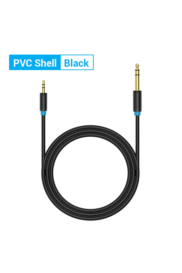 محول كابل AUX Vention 6.5 إلى 3.5 جاك من مادة PVC بطول 2 متر لمكبر صوت الجيتار ومكبر الصوت TRS Audio