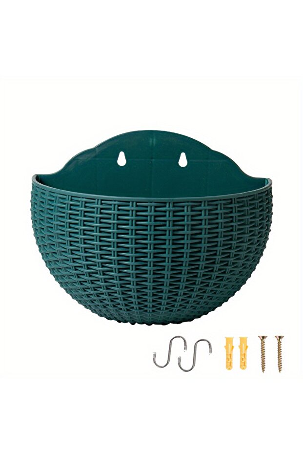 Atrovirens European Style Imitation Rattan Wall Hanging Half Round Flowerpot Planter Semicircular Wa
