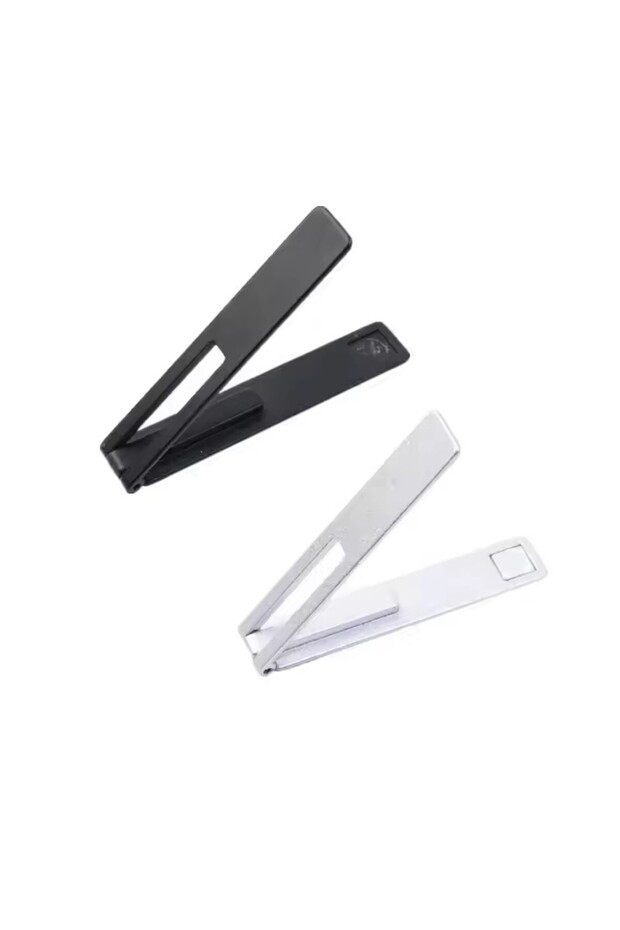 1 Black 1 Silver Magnetic Ultra Thin Foldable Mobile Phone Holder Bracket Metal Alloy Desktop Cell P