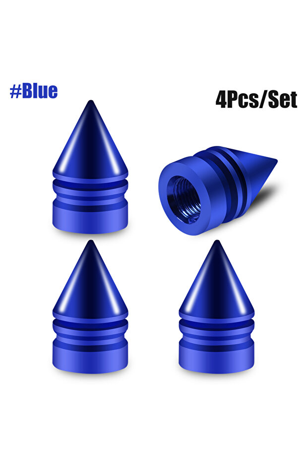 C0057-Blue 4pcs Car Tire Valve Cap Grenade Aluminum Tyre Valve Stem Cover Air Dust Cap Tire Valve Tr