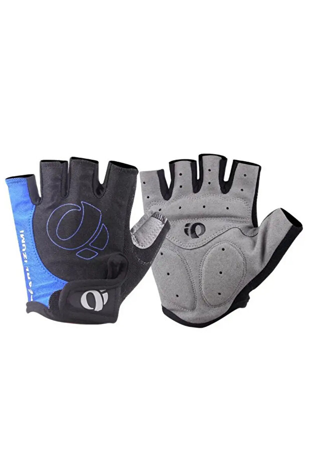 L blue a pair Bicycle Gel Half Finger Gloves Anti Slip Sweat Proof Shockproof Mountain Bike Road Arm