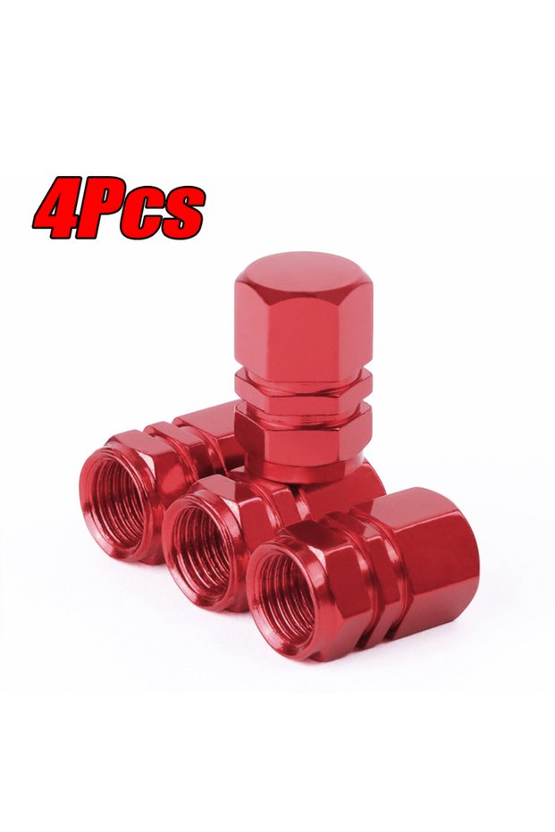 4Pcs Red 4/8Pcs Aluminum Alloy Car Wheel Tire Valve Caps Tyre Rim Stem Covers Car Dustproof Tire Cap