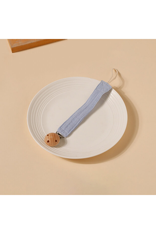 Blue 1PcsDouble Layer Pure Cotton Crepe Cloth Nipple Hanging Rope Printed Cotton Baby Pacifier Chain