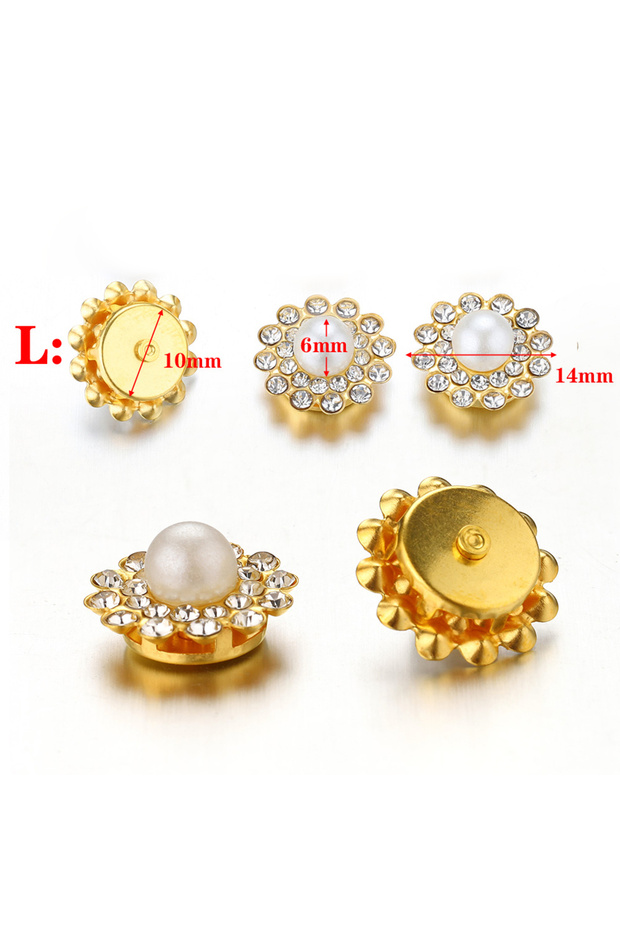 14mm-Gold Color 50pcs Flower Rhinestone Beads Pearl Gold Color Claw for Brooch Button Bowknot Caboch