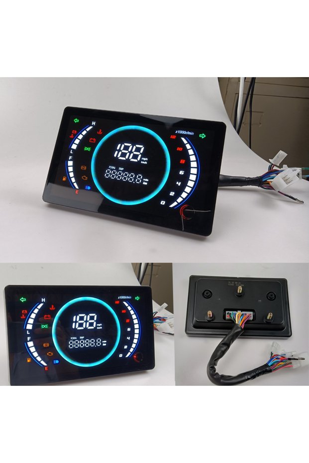 12V Universal Adjustable LED Digital Motorcycle Speedometer RPM Dashboard With Temperature Gear 1...