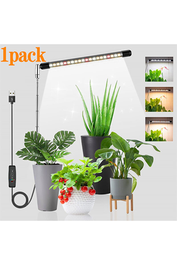 مصباح نمو LED من نوع USB DCZWD-HB-1pack للنباتات الداخلية، إضاءة كاملة الطيف، مصباح نباتي قابل للتعتيم مع مؤقت