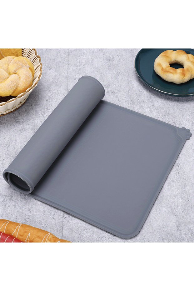 48x30cm GRAY Pet Bowl Food Mat Silicone Dog Cat Feeding Mat Non-Stick Waterproof Pet Food Feeding Pa