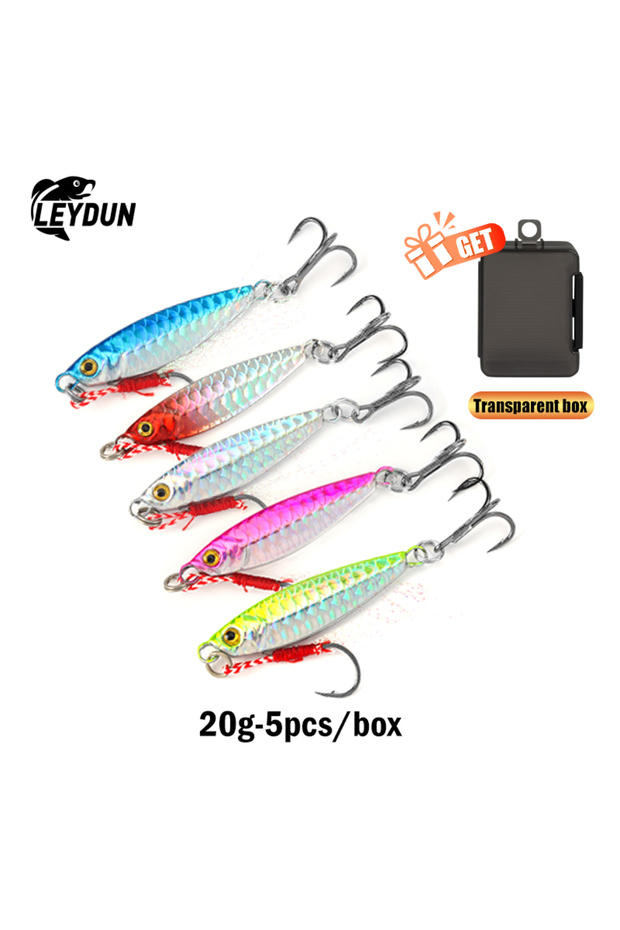 26-20g LEYDUN 10g 15g 20g Metal Jig Fishing Lures 5pcs Trolling Hard Bait Bass Seabaits Tackle Trout