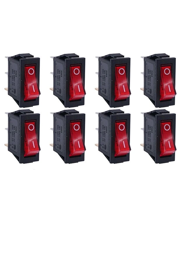 8pcs red 8/24Pcs AC 250V/15A 125V/20A Illuminated LED On/Off SPST 3 Pin 2 Position Mini Boat Rocker