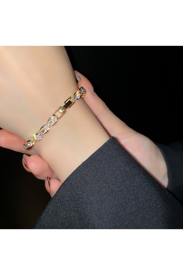 oval cz Shiny CZ Tennis Bracelets For Women AAA Cubic Zirconia Crystal Bracelets Bead Chain Party Je