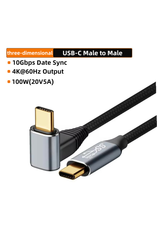 0.5m CG-CG LT 5A Type C Male Female 90 Angle Cable USB C Extension Cable Fast Charging USB Type C 3.