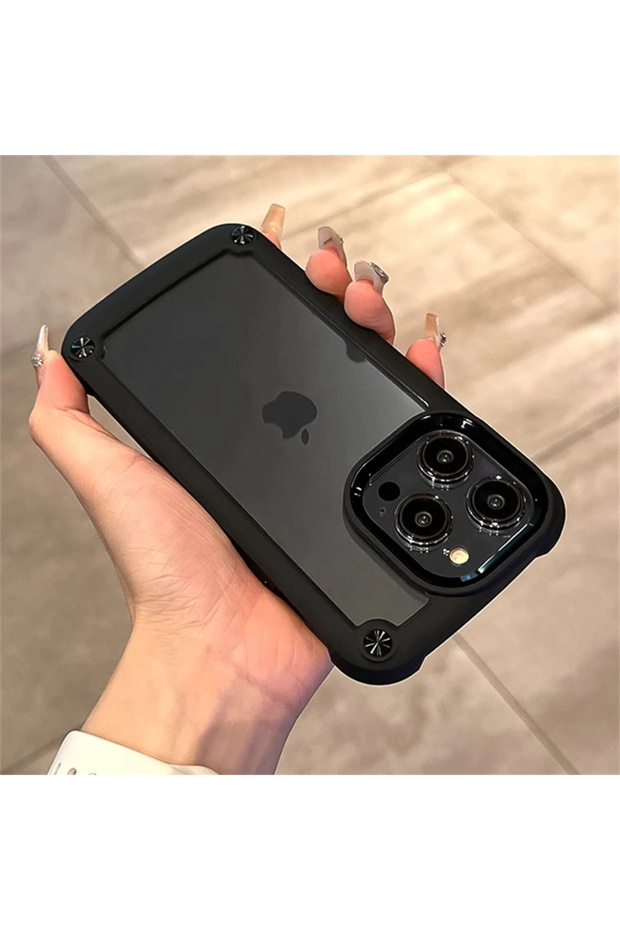 جراب فاخر متين مقاوم للصدمات لهاتف iPhone 16Pro Max أسود اللون لهاتف iPhone 16 15 14 13 12 11 Pro
