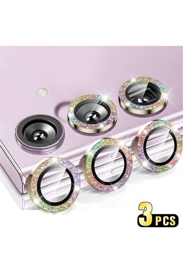 Galaxy A55 Color 3Pcs/1Set Glitter Bling Diamond Glass Lens Protector Cover For Samsung Galaxy A14 A