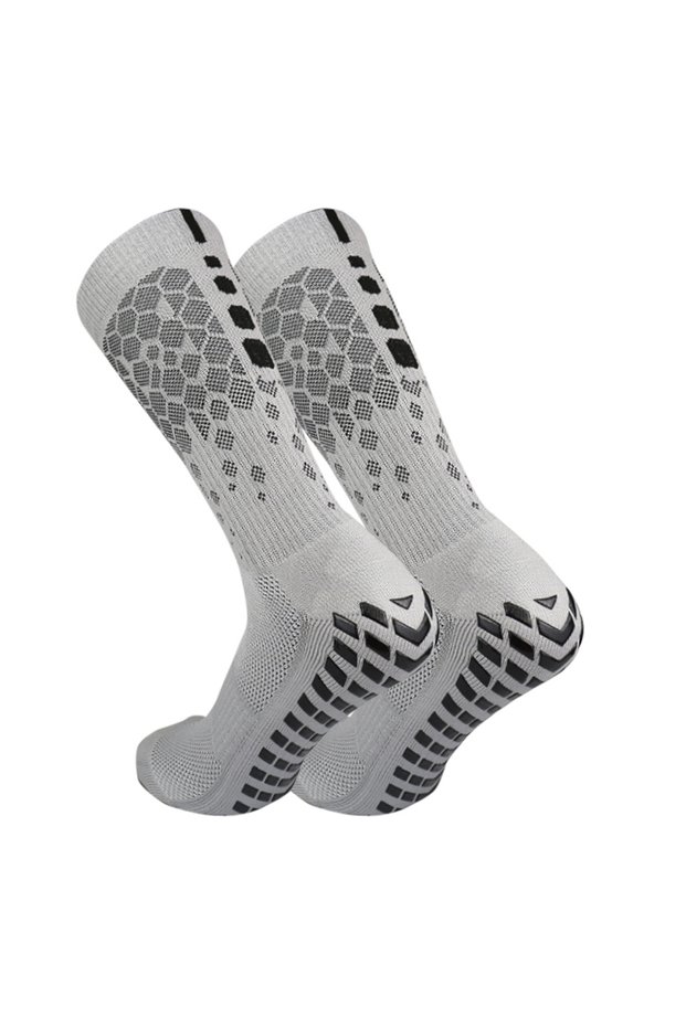 GRAY Anti-slip Soccer Socks for Men and Women Breathable Athletic Socks with Grippers for Yoga Footb