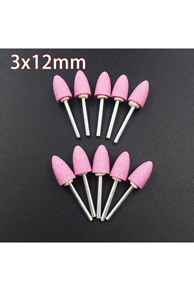 10PCS 3x12mm Bullet 10pcs 3mm Shaft Mounted Ceramic Grinding Head Polishing Abrasive Wheel Dremel Ro