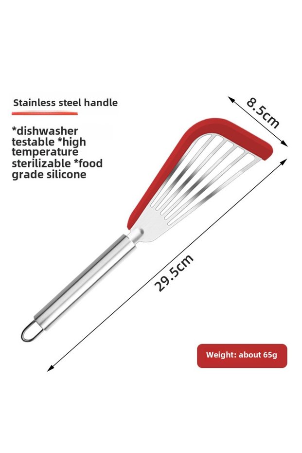 Red-stainless steel The kitchen anti-scalding frying spatula heat-resistant frying fish spatula all
