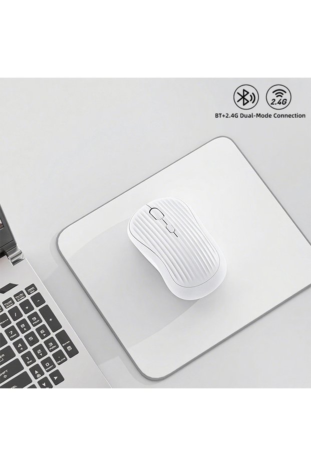 WHITE Type-C Rechargeable 2.4G Bluetooth Dual Mode Wireless Mouse Ergonomic Fashion Silent Mouse Des