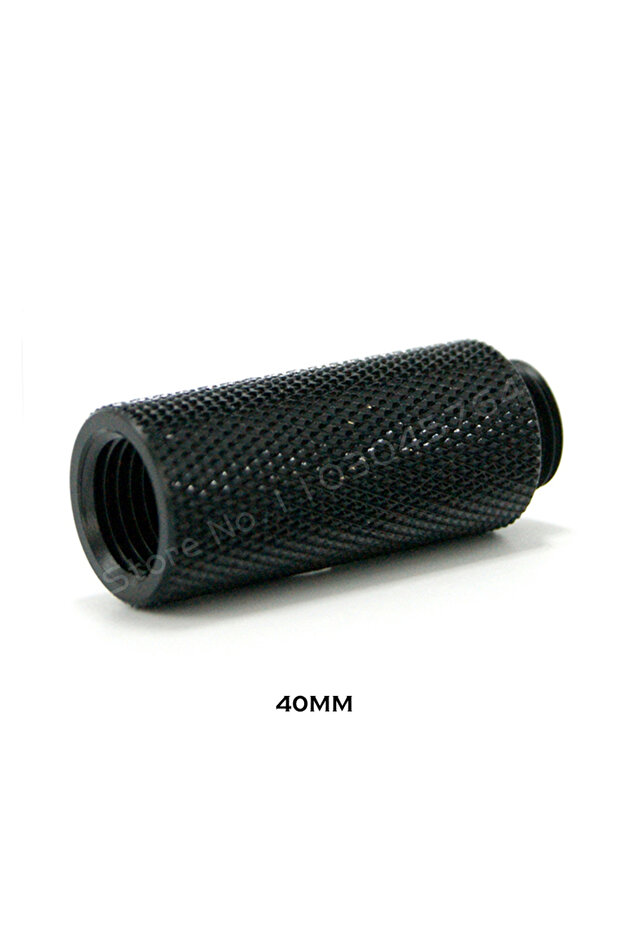 Black 40mm Extender Fitting For Hard Pipe, 10mm 15mm 20mm 30mm 40mm M-F G1/4, Black / Silver Nickel