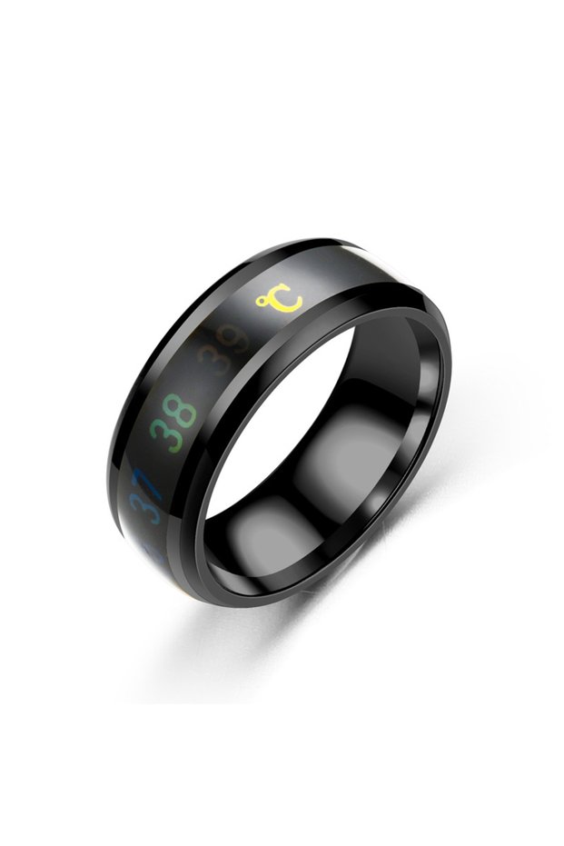 11 Black Titanium Steel Temperature Couple Ring Mood Emotion Feeling Intelligent Sensitive Rings For