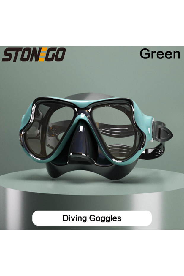 green Diving Mirror Soft Silicone High Definition Tempered Glasses Swimming Goggles Adult Large Fram